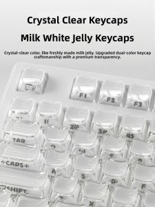 EWEADN | Aesthetic Crystal Jelly Wireless Bluetooth Keyboard and Mouse Set for Female Office Use