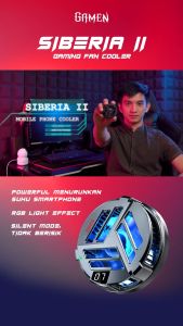 GAMEN Gaming Fan Cooler Radiator Kipas Pendingin HP / Cooling Fan / Cooling Pad Smartphone for Gaming Siberia II Black Original - Garansi 1 Tahun