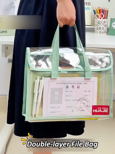 Long File Bag Clear File Folder PVC Tote Bag Waterpoof Paper Pouch Document Organizer for school