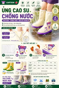 Bọc Giày Đi Mưa Cho Bé Chống Nước | Bao Giày Trẻ Em Chống Trơn Chống Thấm Có Khóa Kéo Size 26-38