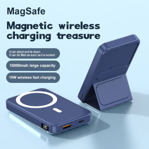 10000mAh Magnetic Power Bank With Foldable Stand Fast Wireless Charger 15W External Battery 22.5W PD USB C For iPhone 13 Xiaomi