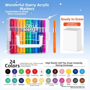Touch Color | Non-Bleed High Appearance Stackable Kids Art Paint Brushes 24 Colors