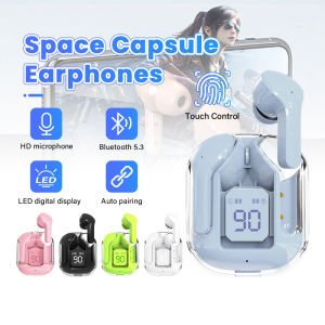 5 Colors Transparent Capsule Bluetooth 5.3 Earphone Wireless Earphones with LED Digital Display Noise Reduction Portable in-ear Earbuds