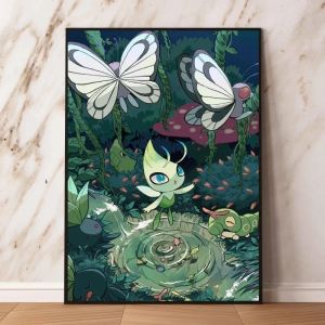 BILIBILI | Pokemon Leafeon Celebi Tranh Canvas Không Khung - Anime Poster Nghệ Thuật Chất Lượng Cao In Trang Trí Tường Cho Phòng Gia Đình