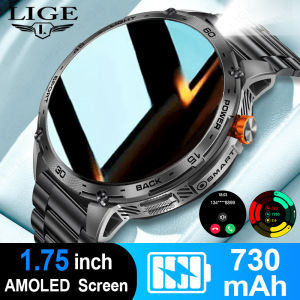 LIGE โทรผ่านบลูทูธสมาร์ทวอท์ชผู้ชาย730มิลลิแอมป์ชั่วโมงไฟฉาย LED กีฬาฟิตเนสนาฬิกาข้อมือความดันโลหิตสำหรับชีวิตประจำวันกันน้ำสมาร์ทวอท์ชแอนดรอยด์ IOS + กล่อง