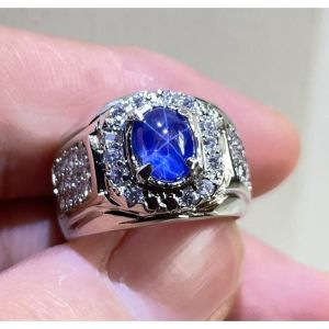 CINCIN BATU SAFIR BLUE STAR KRISTAL TOP QUALITY