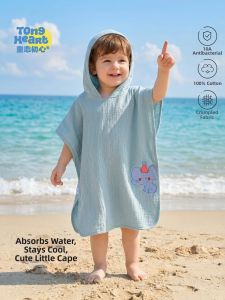 TONGLIANCHUXIN | Hooded Cotton Gauze Bathrobe
