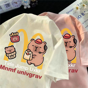 Girls Cotton T-Shirt Short Sleeve round Neck Cartoon Print Casual Loose Fit Summer New Style Breathable Comfortable Childrens Wear