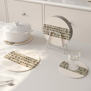 High-End Classical Chinese Style Heat Resistant round Dining Table Mat Waterproof Oil Proof Cup Coaster PU Material Tablecloth