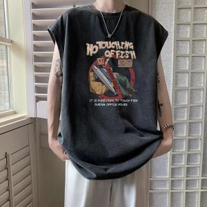 Áo Vest Không Tay Cotton Phong Cách Mỹ Dành Cho Nam Mùa Hè Dáng Rộng Thoải Mái in Họa Tiết Hình Học Thường Ngày