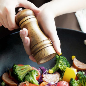 1PC 5/8/10 นิ้ว Oak เครื่องบดคู่มือสดสีดําพริกไทยเครื่องบดขวดเกลือทะเลเสฉวนพริกไทยพริกไทยผง