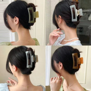 กิ๊บติดผมทรงสี่เหลี่ยมใหญ่สไตล์เกาหลี สำหรับผู้หญิง สีเจลลี่เรียบง่าย กิ๊บหนีบผมทรงฉลาม เครื่องประดับผม