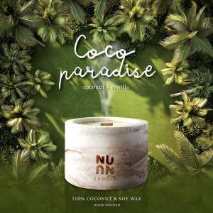 NEW พร้อมส่ง เทียนหอม NUAN ไขถั่วเหลืองออแกนิค 100% บรรยากาศชวนติดเกาะ 120g ในถ้วยปูน Handcraft