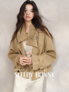 English Style Double Breasted Stand Collar Loose Casual Short Jacket