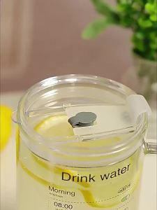 Thermosafe Large Capacity Portable Marked Drinking Glass with Straw