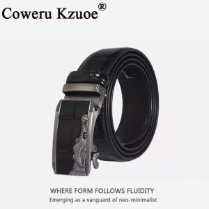 Genuine Leather Auto Buckle Belt Crocodile Pattern