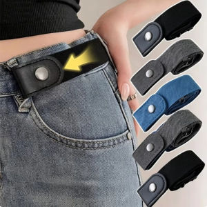 3Pcs Fashion No Buckle Belt for Men Women Elastic Belts Adjustable Buckle Invisible Stretch Belt Waist Belt for Jeans Pants Trousers