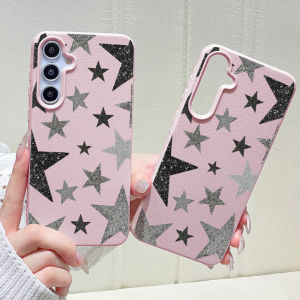 Phone Case for Samsung Galaxy S26 S25 S23 Ultra S24 FE A57 A56 A55 5G A07 A06 A15 4G Cases Glitter Star Lychee Texture Fundas
