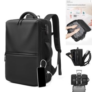 Mens Business Travel Backpack Vacuum Compression Large Capacity 19 Inch Computer Bag Soft Handle European Fashion Style