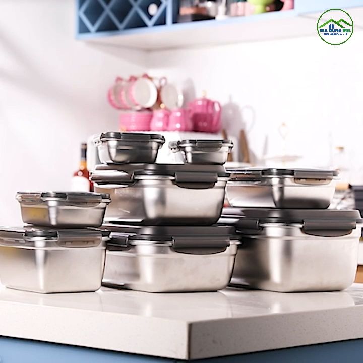 Hộp đựng thức ăn inox 304 có nắp đậy kín bảo quản thực phẩm tươi ngon ...
