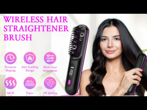 Cordless Straightening Brush Wireless Negative Ions Hair Styler LCD Display Fast Heating Portable Ionic Hair Straightener