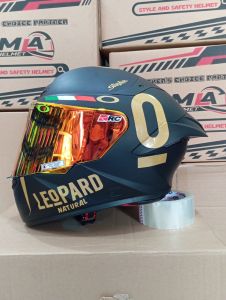 HELM MLA TTC SILID BLACK DOFT STIKER LEOPARD PAKET GANTENG