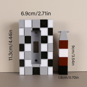 1 Piece Pixel Building Block Switch Cover Black - white - gray Panel + Colorful Long Lever Fun DIY Wall Accessory