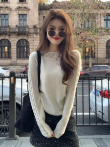 CHOEFULYN | Áo Thun Kẻ Sọc Pháp Dài Tay Phong Cách Thường Ngày