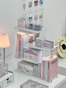 เก้าอี้แบบทับซ้อนพลาสติกอะคริลิกหนาสำหรับโต๊ะทำงาน เก็บของได้หลากหลาย ปรับขนาดได้ ทนทาน ชั้นวางของแบบพับได้