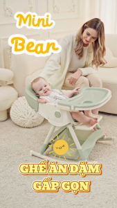 Ghế Ăn Dặm Bập Bênh 2in1 Cho Bé MiniBear Nhật Bản – Gấp Gọn Đa Năng An Toàn Model B1