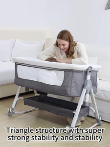 LUCKYBABE Crib Multifunctional five-position liftable crib with changing table Movable baby cradle bed