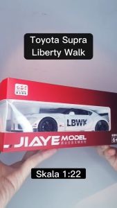 Diecast Miniatur Mobil - Toyota GR Supra Mobil Skala 1:22 Diecast Alloy Logam Mobil Mainan Terdapat Lampu dan Suara - Mobil Pajangan Miniatur Toyota GR Supra Hitam Merah Putih 1/22