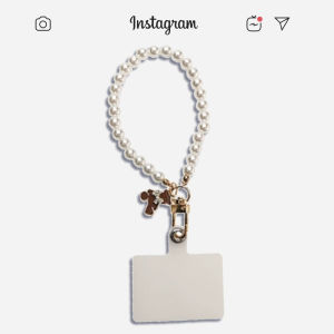 Handmade Bear Pearl Mobile Phone Strap Short Wrist Cord Keychain Handbag Handle Decorative Beaded round Beads Bracelet