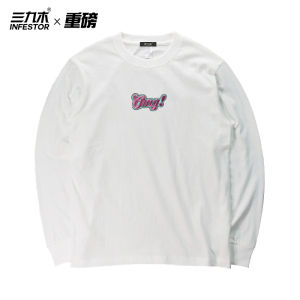 Áo Thun Cotton Dài Tay Dáng Rộng Phong Cách Đường Phố Mỹ Của Sanjiu Wood Dành Cho Nam Và Nữ Họa Tiết Thêu Logo Nhỏ Thoáng Khí Mùa Thu