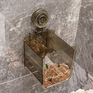 Bathroom Wall Mounted Storage Rack Suction Cup Toilet Washstand Organizer Plastic Shelf No Drilling Required Bathroom Organizer