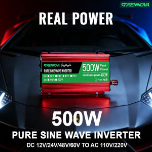 Pure Sine Wave Inverter 500W 12V/24V/48V/60V to 110V/220V Real Power 400W for RV Camping Home Solar Panel Off-Grid System