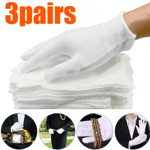1/3/5pair Solid Color Mens Womens Etiquette White Cotton Gloves Waiter Driver Jewelry Worker Finger Gloves Sweating Gloves