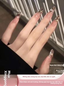 MONLEYTA | Nhựa giả móng tay thủ công mềm mại thời trang mùa hè thiết kế mới móng tay ngắn cảm giác cao cấp dễ mang