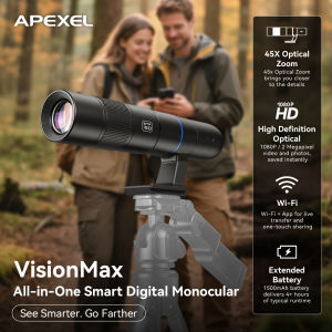 apexel | APEXEL 45X Optical Zoom Digital Telephoto Telescope Monocular Universal High Power Tele ETF150 for Bird-watching Camping Sports