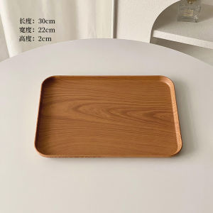 Imitation Wood Grain Tray Accessible Luxury High-Grade Rectangular Service Plate Coffee Cup Bread Cake Tea Tray For Home Storage Dessert Plate