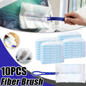 Disposable Electrostatic Adsorption Dust Duster 10Pcs Fluffy Fiber Brush Head Compatible with Feather Duster Household Blinds Desk Cleaning Tool
