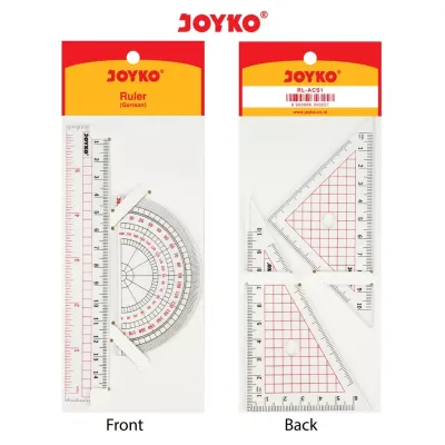 ACRYLIC RULER SET / PENGGARIS / BUSUR / JOYKO RL-ACS1/ 1 SET 4 PCS