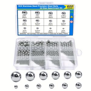 600pcs 12 Size Stainless Steel Precision Bearing Balls 1-8mm Metric: Bicycle Bearing Balls Mixing Balls Assortment Kit