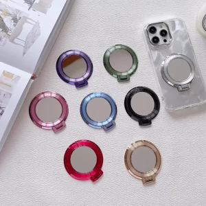 Magnetic Makeup Mirror Phone Kickstand Foldable Finger Ring Holder Detachable Phone Stand 2-in-1 Finger Grip & Desktop Kickstand