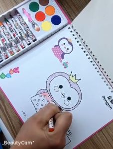 Childrens Early Education Study Book Toys Coloring Book Set With 8 Crayons And Watercolor For Kids Cartoon Coloring Crayon Painting Book Book