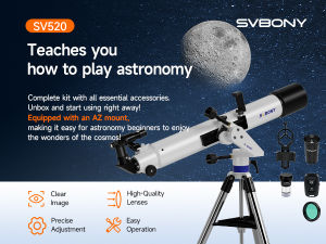 SVBONY SV520 ชุดกล้องโทรทรรศน์ดาราศาสตร์แบบหักเหแสง 90 มม. พร้อมขาตั้ง AZ Mount สำหรับผู้ใหญ่และผู้เริ่มต้น การสังเกตทางดาราศาสตร์