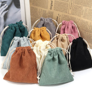 Solid Color Corduroy Drawstring Cosmetic Bags Christmas Gift Package Storage Bag Travel Cosmetic Lipstick Makeup Organizer Pouch