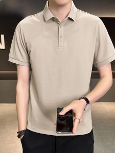 HENGYUANXIANG | Pure Color Ice Silk Polo Shirt Short Sleeve Casual Turn-down Collar Mens T-shirt Summer New Business Casual Fashion Polo Shirt