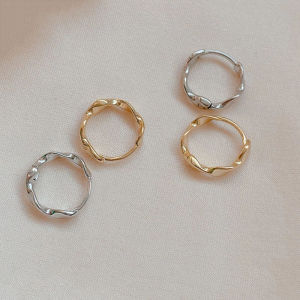 ANENJERY Silver Color Twist Hoop Earrings for Women Girls Small Elegant Jewelry Party Gifts Wholesale