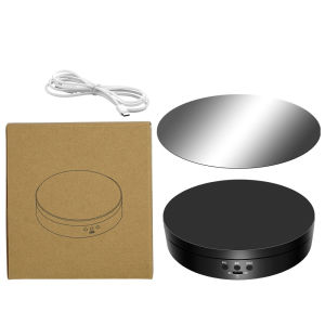Motorised Rotating Mirror Display Stand360 Degree Turntable Jewellery HolderUSB Power Supply Rotating Shooting Three Speeds